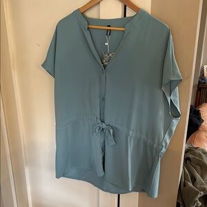 Women's Blue Button-Up Top